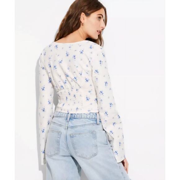 NWT XXL floral milkmaid crop peasant midi top long sleeve cottagecore coquette - Picture 4 of 10